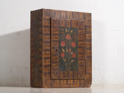 Antique wall cabinet painted with floral motifs (c.1920) #8