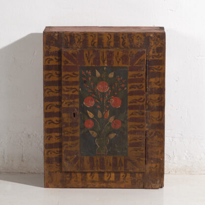 Antique wall cabinet painted with floral motifs (c.1850)