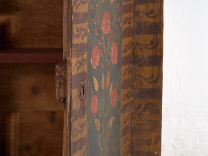 Antique wall cabinet painted with floral motifs (c.1850)