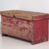 Cofre rojo antiguo de madera maciza (c.1920) #15
