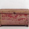 Cofre rojo antiguo de madera maciza (c.1920) #15