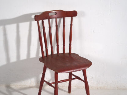 Silla roja antigua de estilo Windsor (c.1920) - Imagen 3