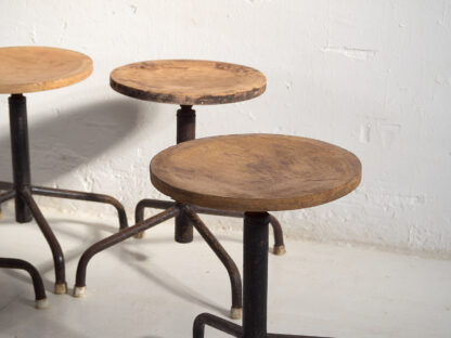 Industrial style round stools (c.1950). Set of 4 pieces - Image 3