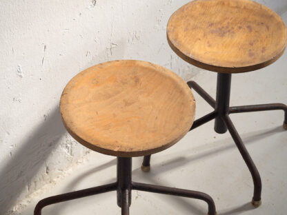 Industrial style round stools (c.1950). Set of 4 pieces - Image 6