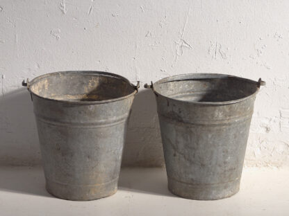 Antique metal buckets (c.1920). Set of 2 pieces