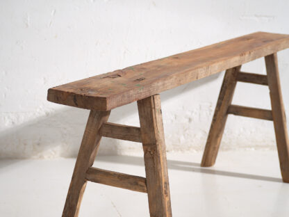 Banc ancien en bois massif (c.1870) #74 – Image 4