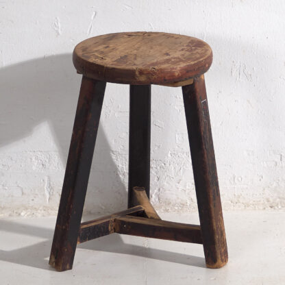 Ancien tabouret rond de couleur foncée (c.1900) #11