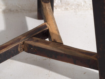 Ancien tabouret rond de couleur foncée (c.1900) #11 – Image 6