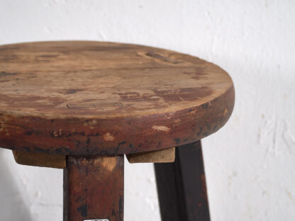 Ancien tabouret rond de couleur foncée (c.1900) #11 – Image 8