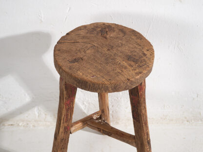 Antique primitive style round stool (c.1900) #13 - Image 3