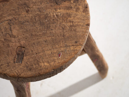 Antique primitive style round stool (c.1900) #13 - Image 4