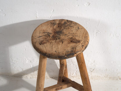 Antique solid wood stool (c.1900) #24 - Image 3