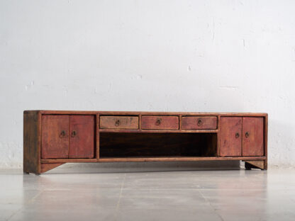 Antique low TV cabinet in red (c.1900) #16