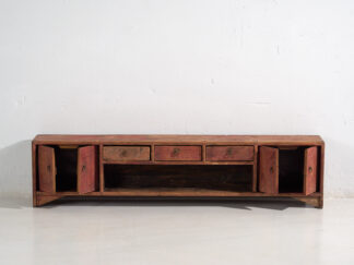 Antique low TV cabinet in red color (c.1900) #16