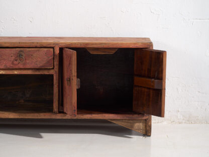 Antique low TV cabinet in red color (c.1900) #16 - Image 10