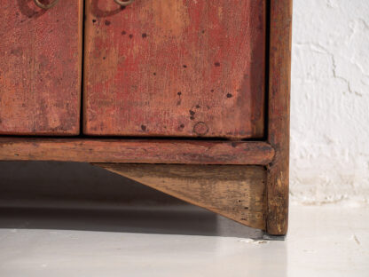 Antique low TV cabinet in red color (c.1900) #16 - Image 12
