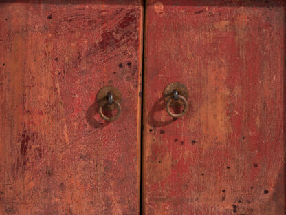 Antique low TV cabinet in red color (c.1900) #16 - Image 13