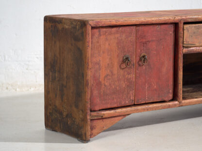 Antique low TV cabinet in red color (c.1900) #16 - Image 6