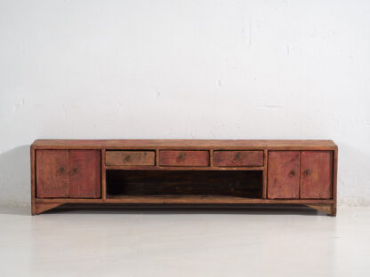 Antique low TV cabinet in red color (c.1900) #16