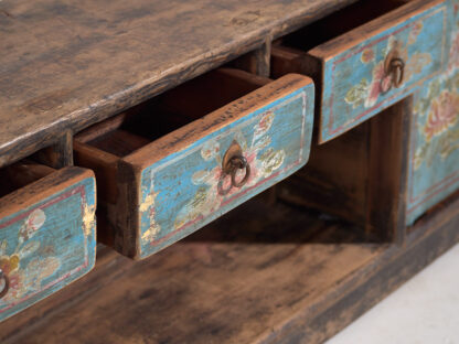 Antiguo mueble TV azul con detalles florales (c.1900) #23 - Imagen 7