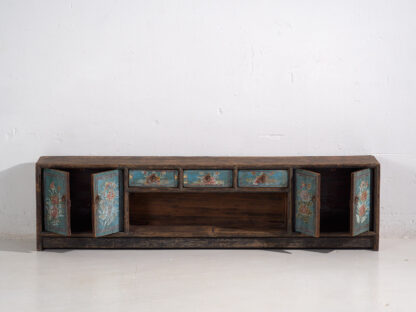 Antiguo mueble TV azul con detalles florales (c.1900) #23
