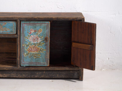 Antiguo mueble TV azul con detalles florales (c.1900) #23 - Imagen 17