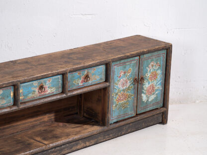 Antiguo mueble TV azul con detalles florales (c.1900) #23 - Imagen 4