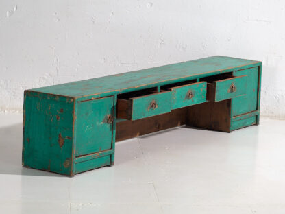 Ancien meuble TV oriental vert turquoise (c.1900) #26