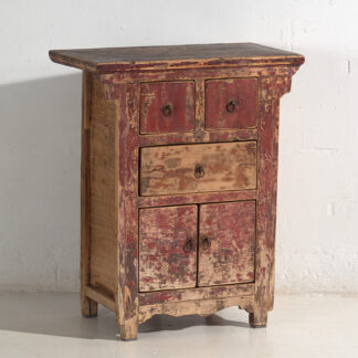 Antique oriental chest of drawers with red patina (c.1900) #77