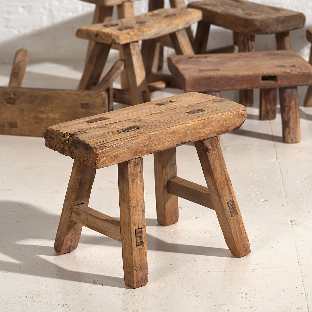 Antique Small Stool in Natural Wood Colour (c.1900)
