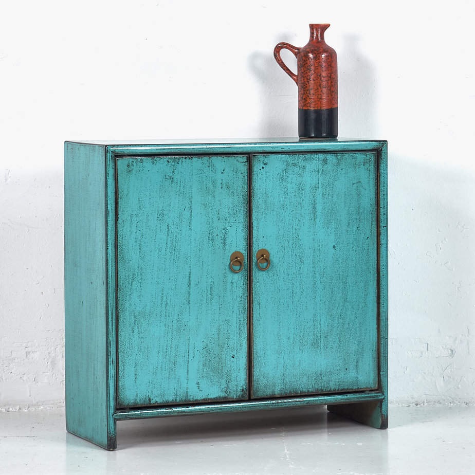 Reclaimed Wood Commode Blue Turquoise