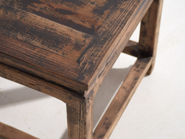 Solid Antique Wood Square Side Table - Image 4
