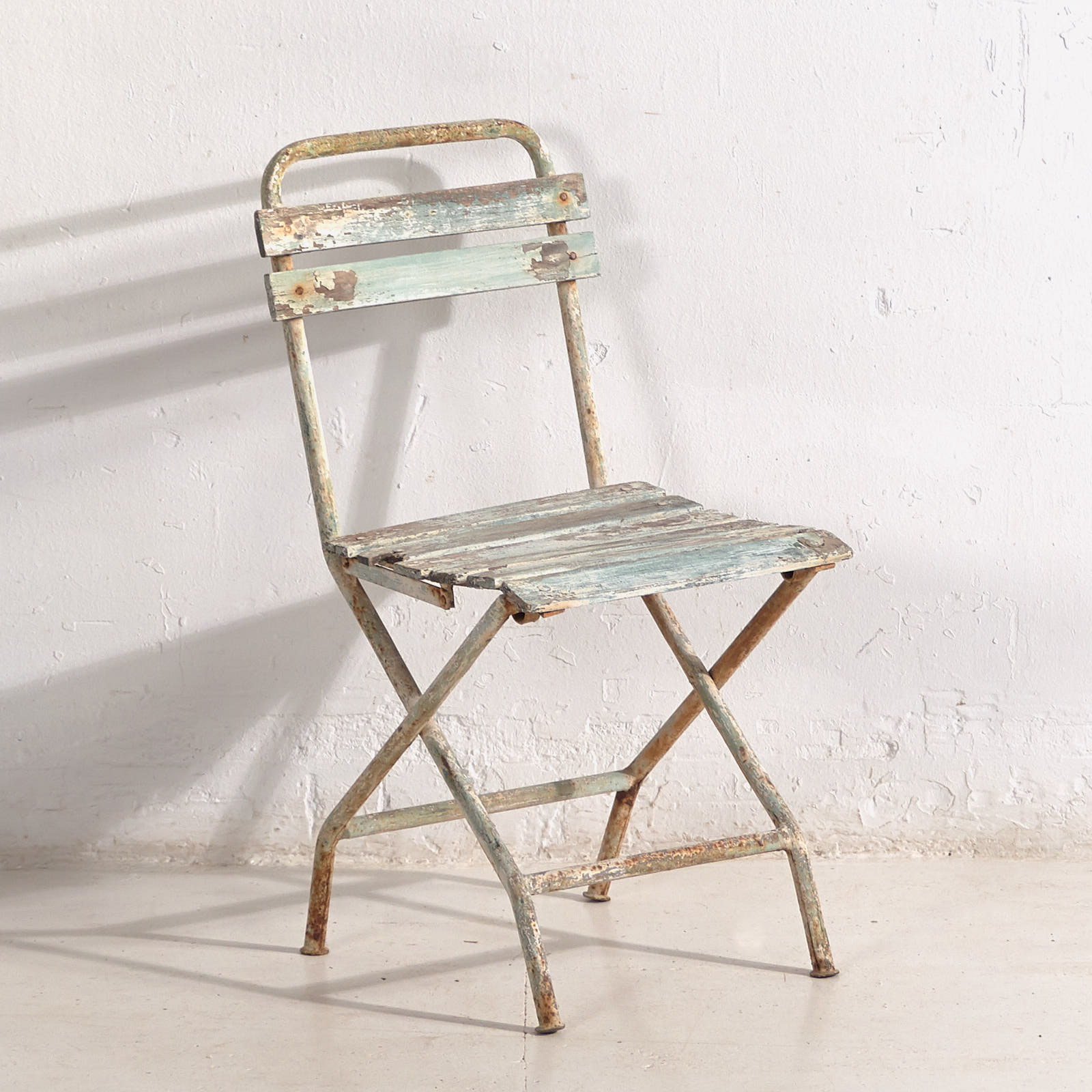 Silla de jardín vintage color blanco y verde (c.1960) #4