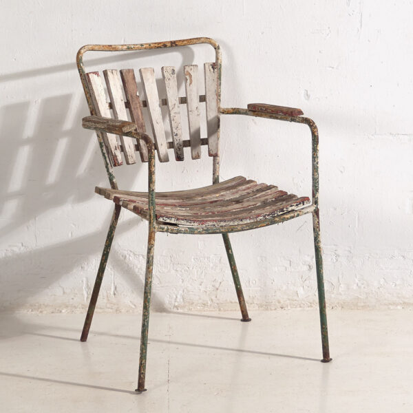 Silla de jardín vintage color blanco y rojo (c.1960) #20