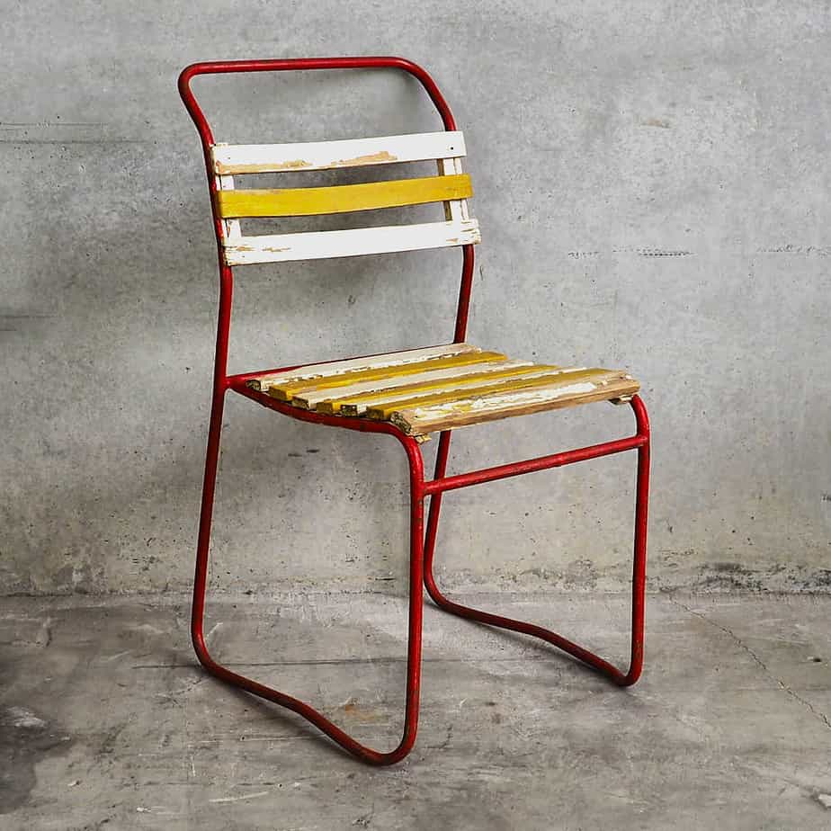 Silla metálica vintage de exterior (Francia, c.1930)