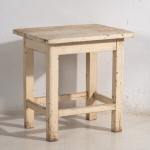 Mesa antigua blanca de madera maciza de pino (c.1920)
