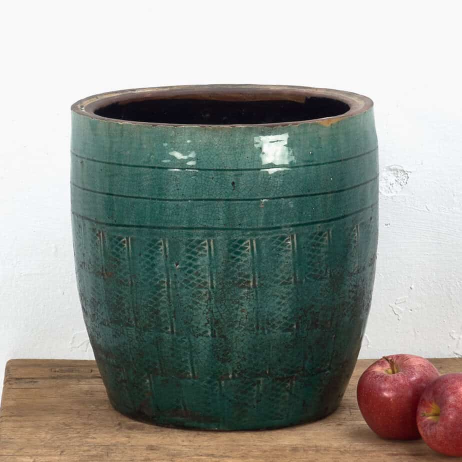 Vase moyen ancien en céramique vert émeraude (vers 1820)