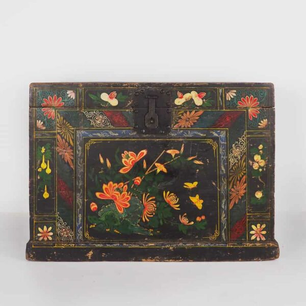 Baúl de ópera chino antiguo con ilustraciones florales (China, c.1900) #2 - Imagen 5