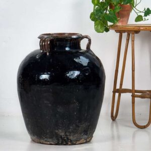 Jarrón antiguo decorativo de cerámica esmaltada (c.1850) #4