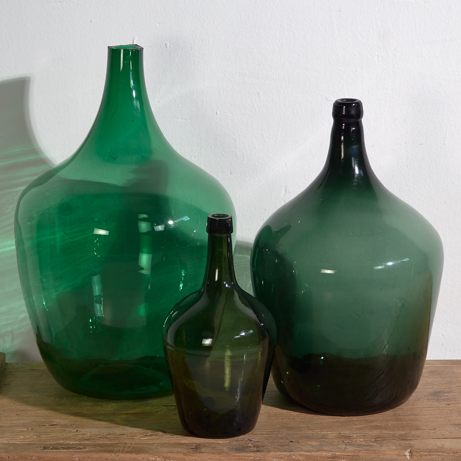 Damajuanas de color verde antiguas (c.1920). Conjunto de 3 piezas #5