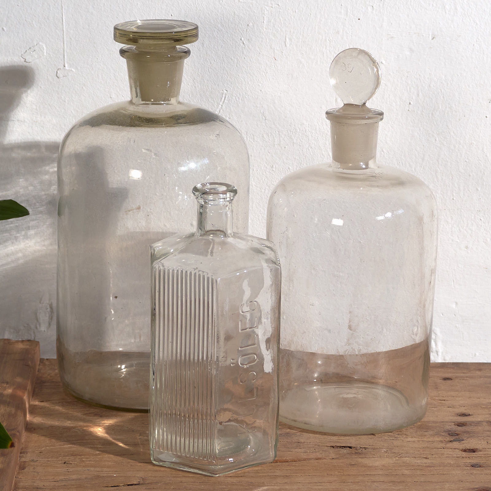 Botellas de farmacia antiguas (c.1920). Conjunto de 3 piezas #19