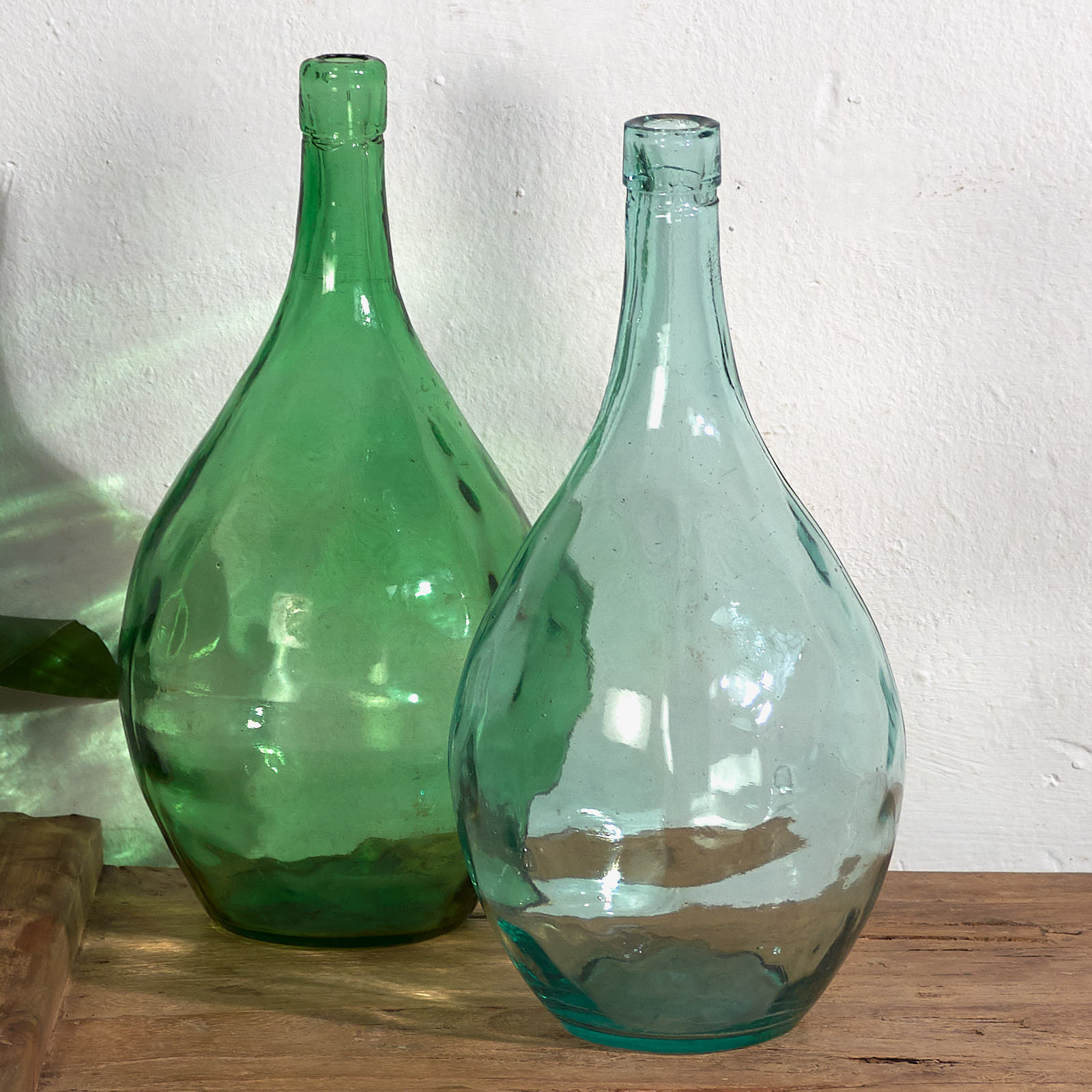 Floreros antiguos de vidrio (c.1920). Conjunto de 2 piezas #49