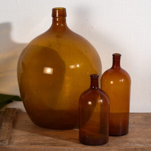 Botellas antiguas color ámbar (c.1920). Conjunto de 3 piezas #64