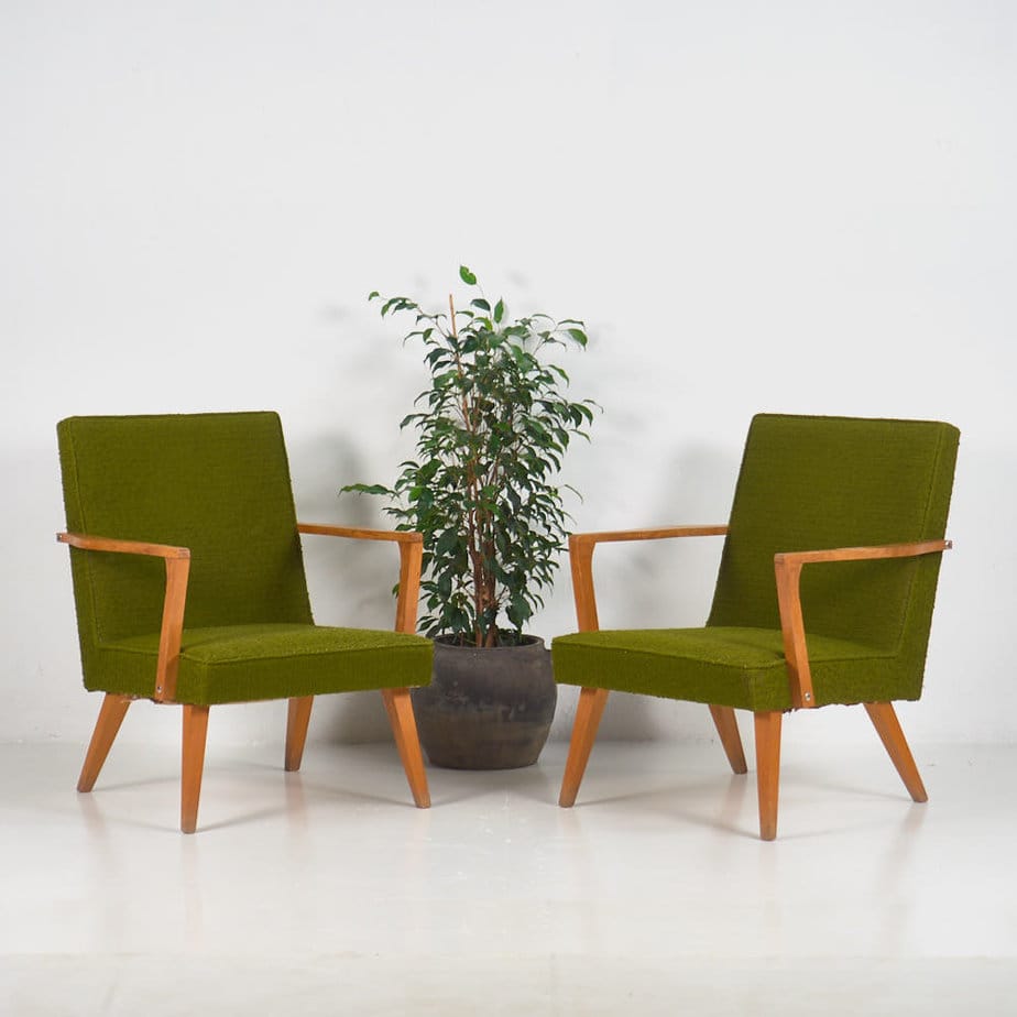 Butacas vintage de color verde (c.1950). Conjunto de 2 piezas
