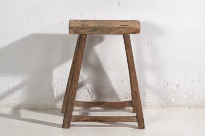 Taburete rectangular antiguo de estilo primitivo (c.1900) #12