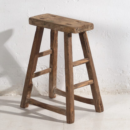 Taburete rectangular antiguo de estilo primitivo (c.1900) #12