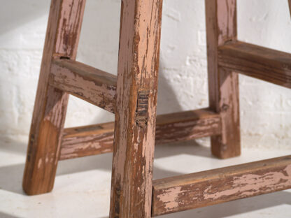 Tabouret ancien à patine rose (c.1900) #8 – Image 4