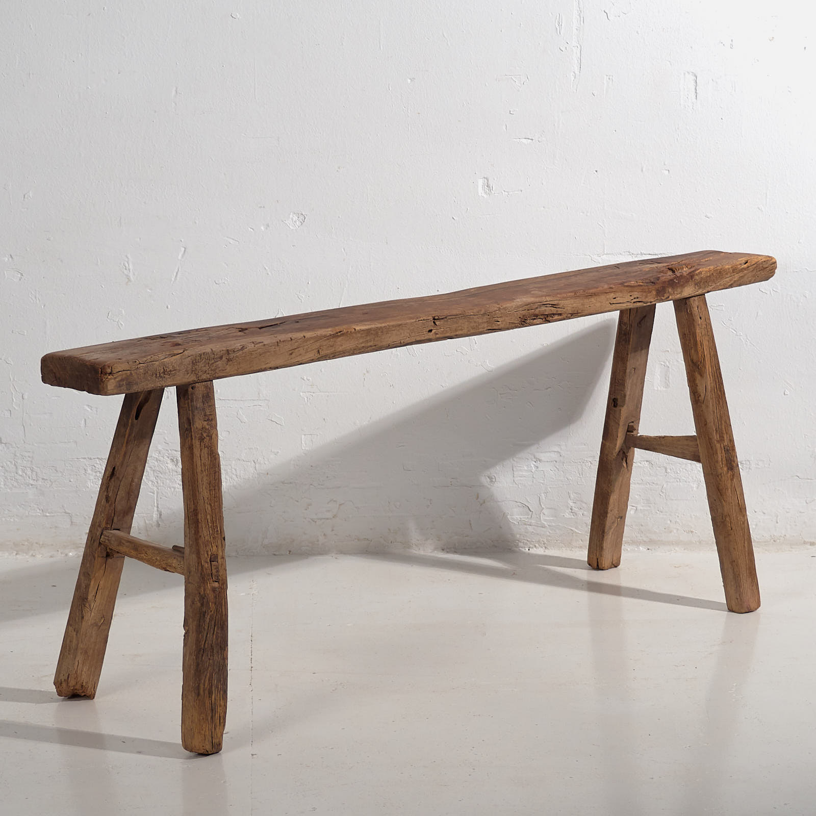 Banqueta antigua de madera de olmo (c.1870) #6