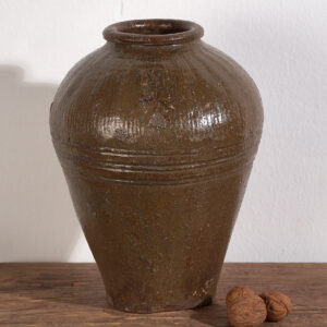 Jarrón pequeño oriental antiguo de cerámica esmaltada (c.1900) #5