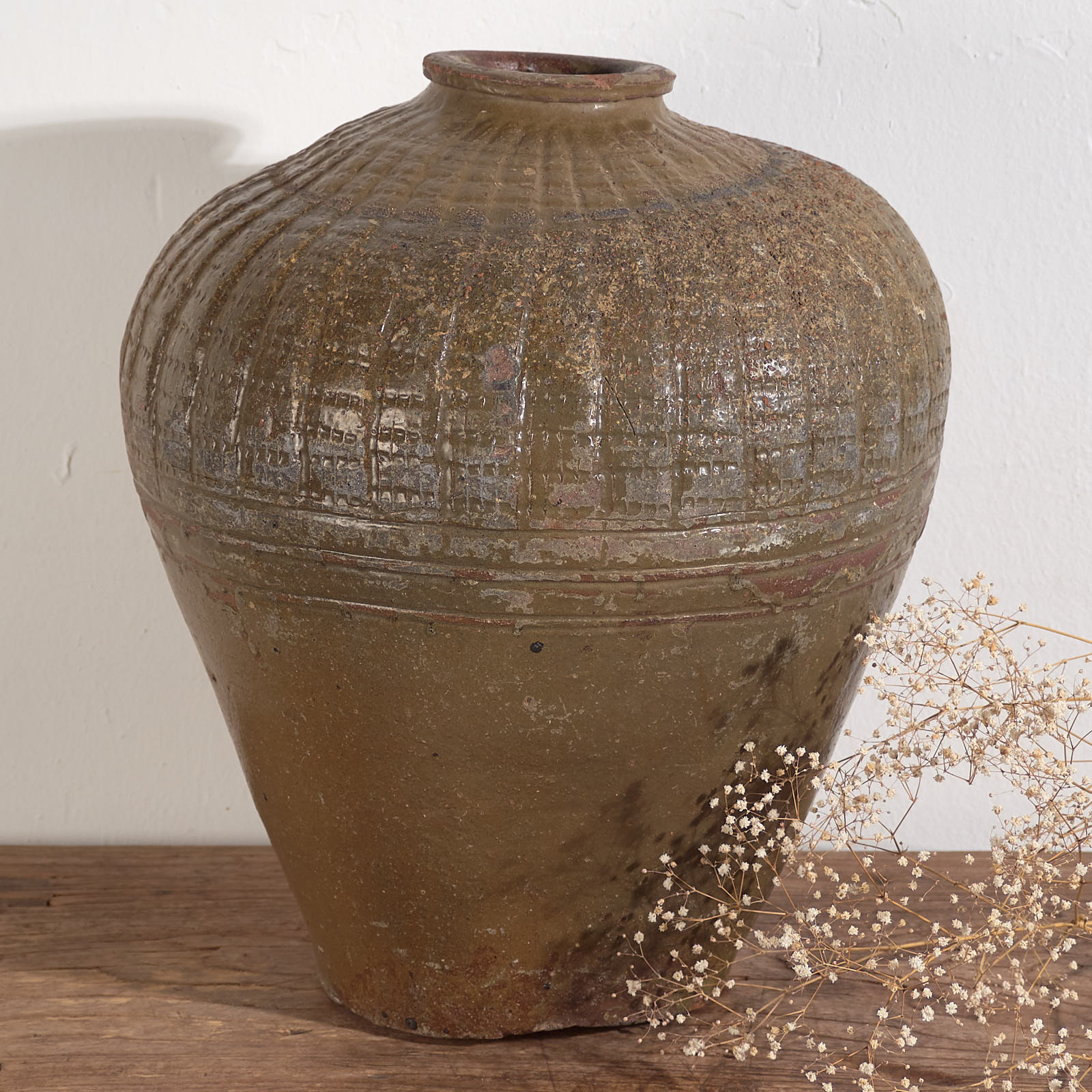 Grand vase ancien en céramique wabi-sabi (c.1900) #1